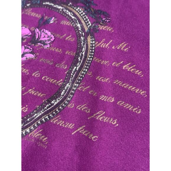 Vintage Gopher Sport Large Purple Floral French Scripts Turtleneck Sweatshirt - Picture 4 of 10